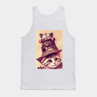 Cute Cat with steampunk hat Tank Top